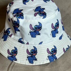 Kids White Cartoon Character Bucket Hat - Blue Print